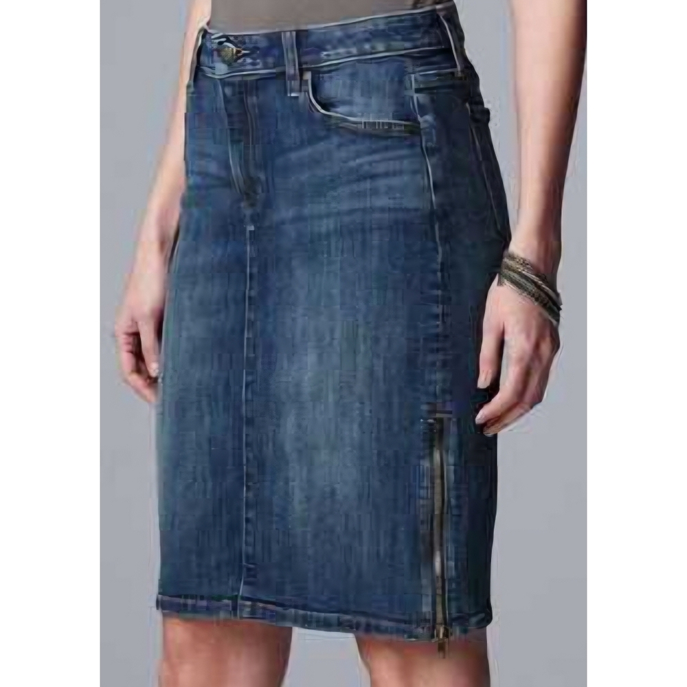 Simply Vera Vera Wang Side Zipper Midi Length Denim Skirt